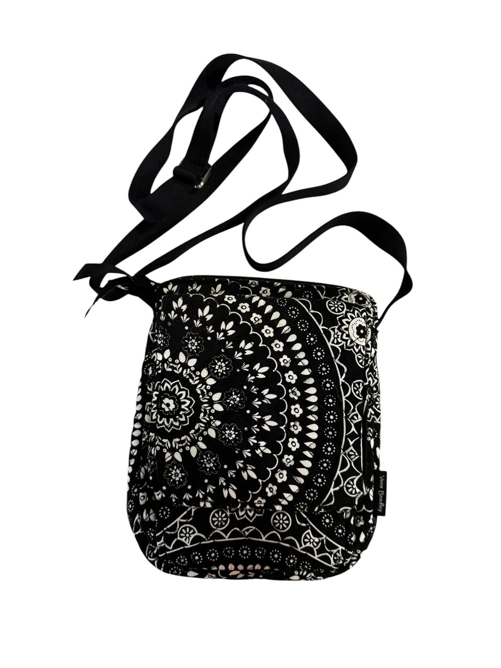 Vera Bradley Mini Hipster Black White Floral Crossbody Bag Purse
